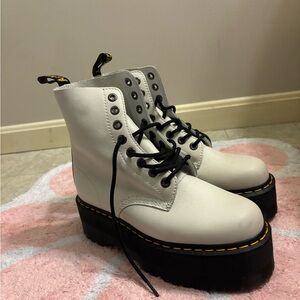 Dr. Martens White Platform Combat Boots